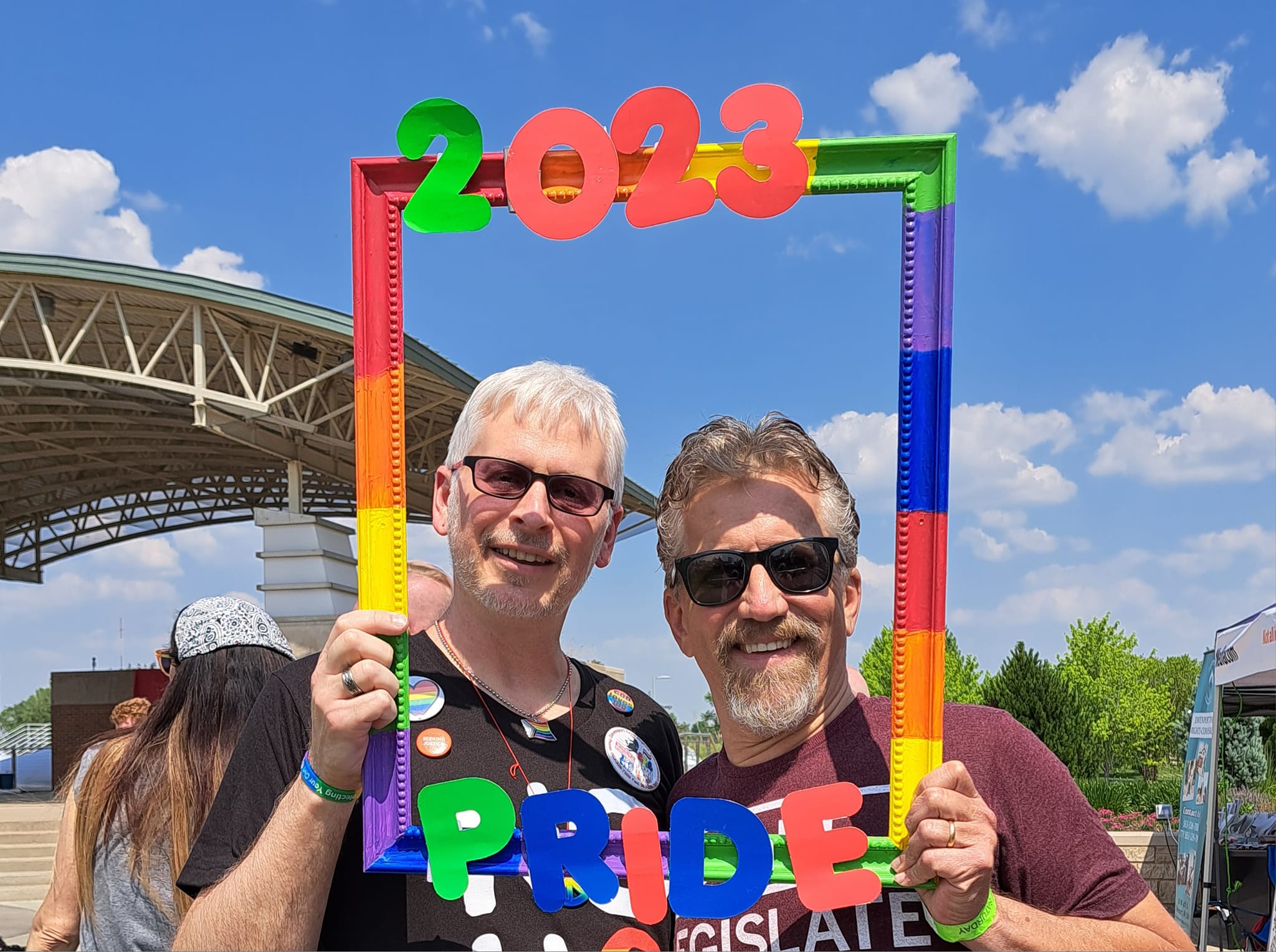 Jeff T pictrue with Pride Fest frame